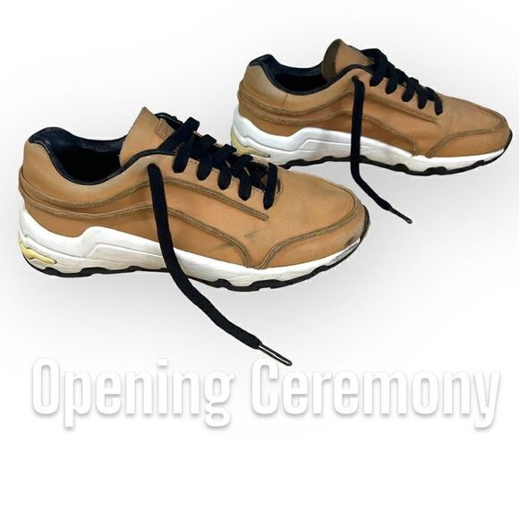 Opening Ceremony Iggy Athleisure Sneaker Exposed Seams Tan Black White Women’s 5 - Picture 2 of 13